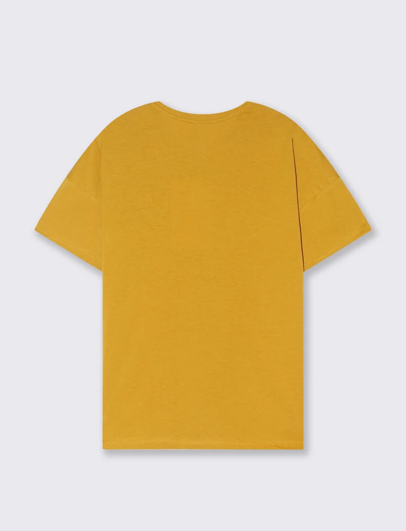 T-shirt con applicazione da donna - Senape