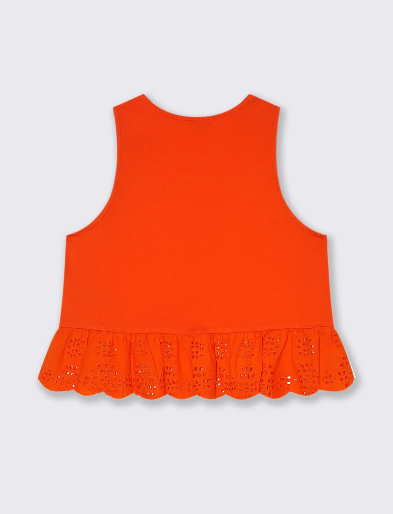 Top con volant da donna - Arancio