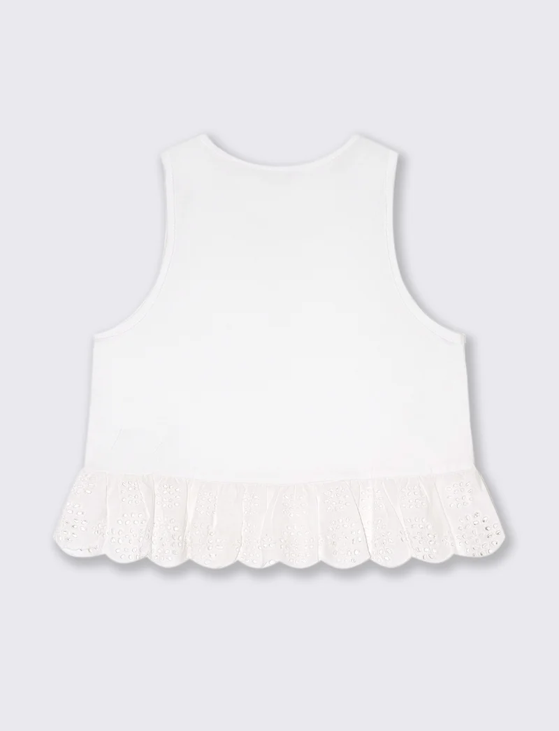 Top con volant da donna - Bianco