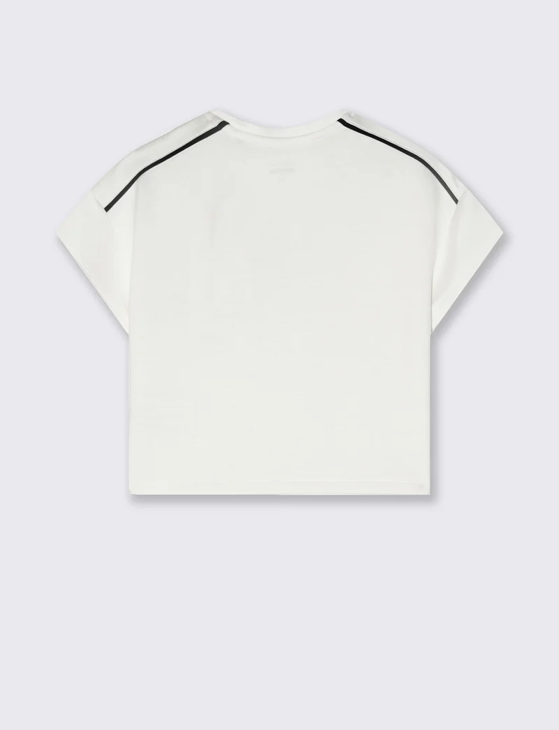 T-shirt cropped manica corta girocollo - Bianco