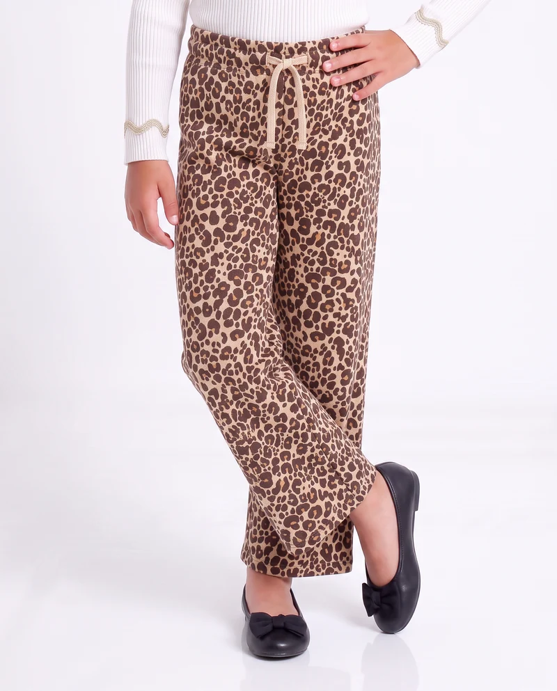 Jogger gamba larga con stampa trendy - Leopardato