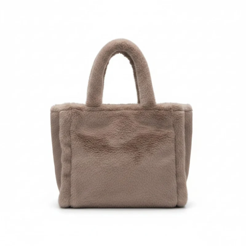Shopper grande in finta pelliccia - Beige