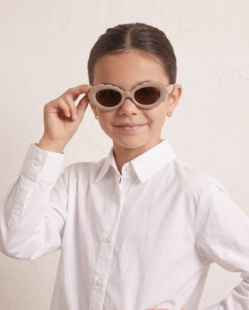 Occhiali sole bambina a forma di nuvoletta - Beige