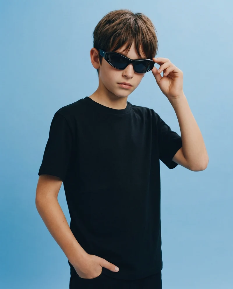 Occhiali bambino con lenti a specchio - Nero