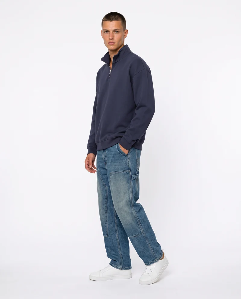 Felpa lupetto zip soft touch relaxed fit - Avion