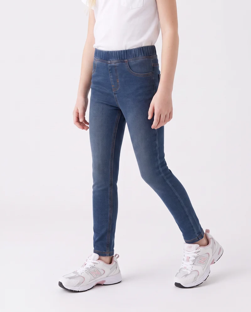 Jeggings in cotone elastico effetto denim - Denim
