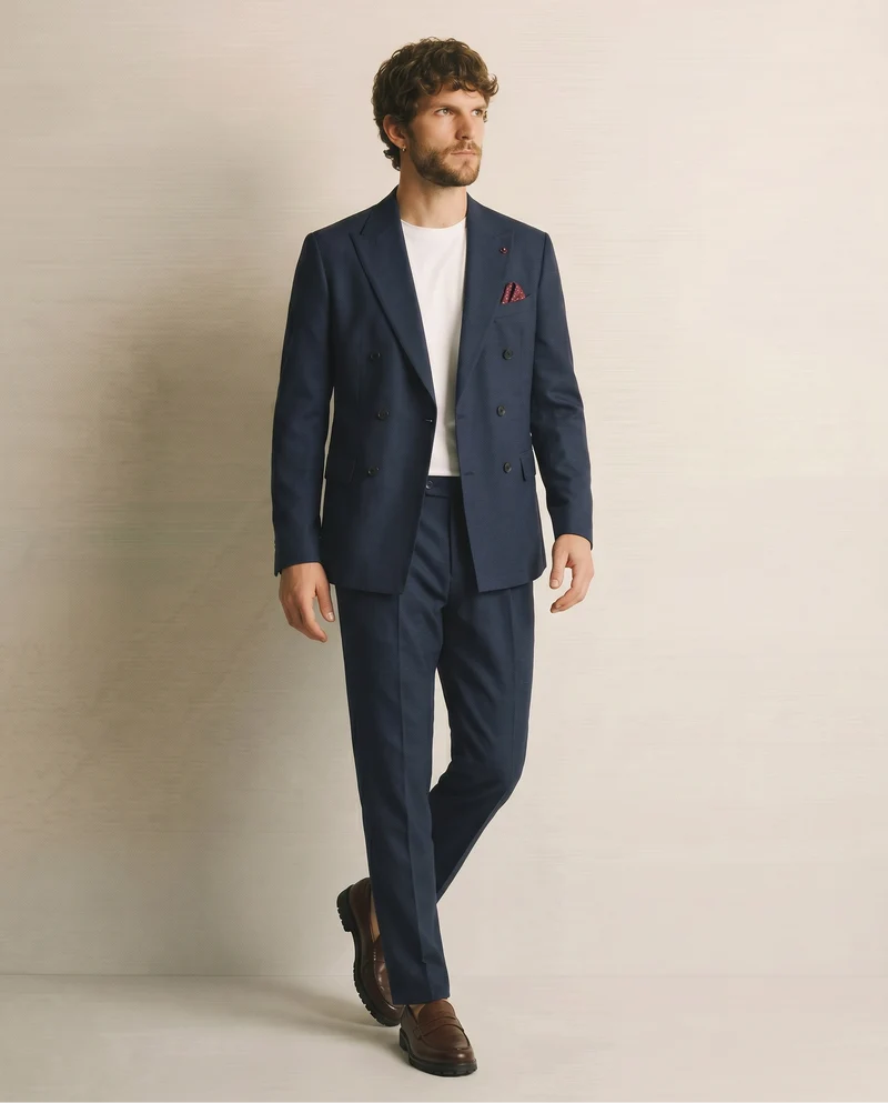 Pantaloni Formal Fit con Vita Elasticizzata - Blu
