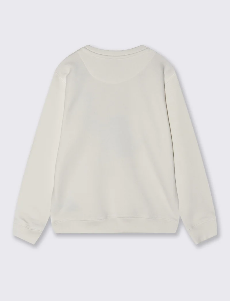 Felpa natalizia girocollo alla moda - Bianco latte