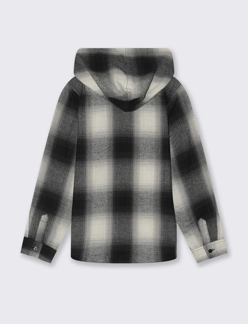 Camicia flanella a quadri con cappuccio - Fantasia