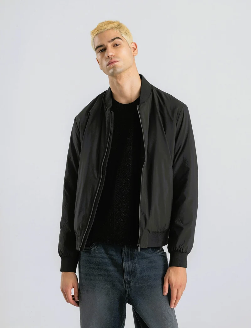 BOMBER BASIC IN TESSUTO TECNICO - Nero