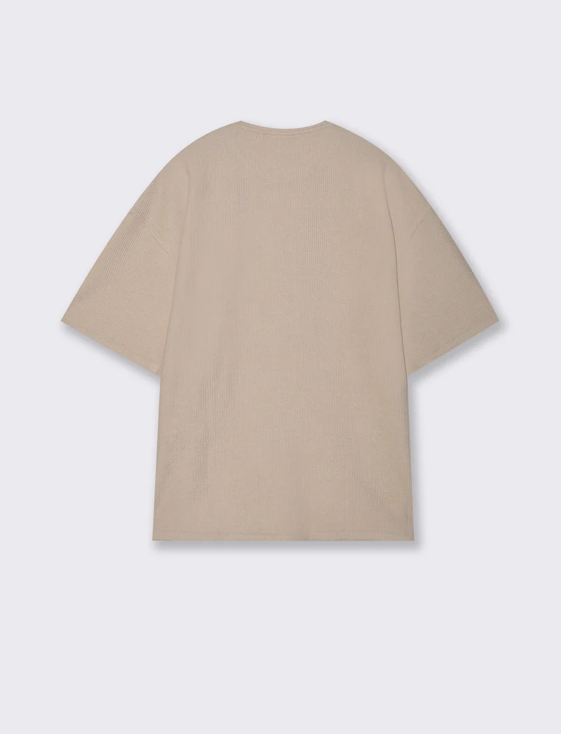 T-SHIRT BOXY FIT EFFETTO MAGLIA - Beige