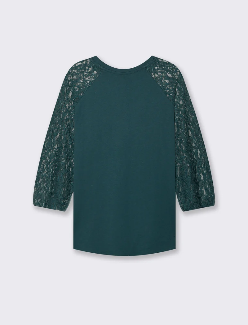 T-SHIRT CON MANICHE IN PIZZO - Ottanio