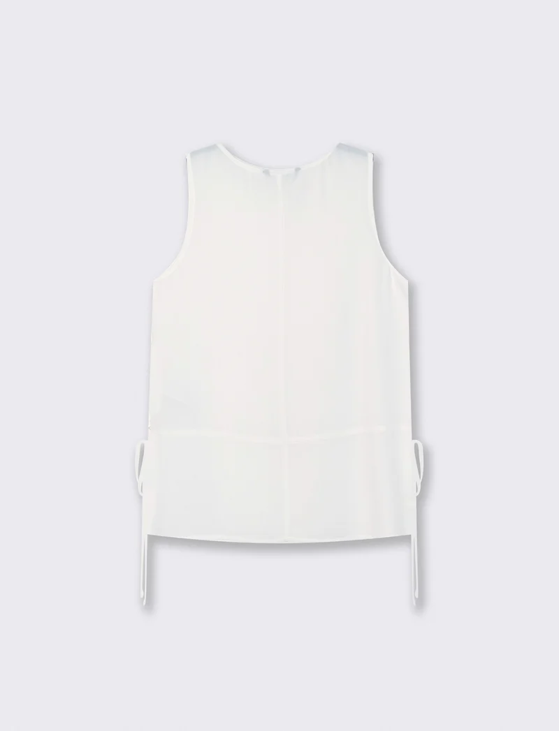 Blusa Smanicata con Sacchi e Laccetti - Bianco latte