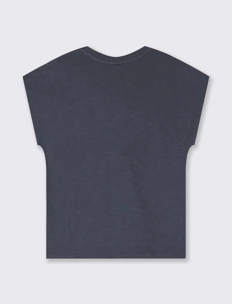 T-Shirt Manica T e Collo Tondo - Grigio piombo