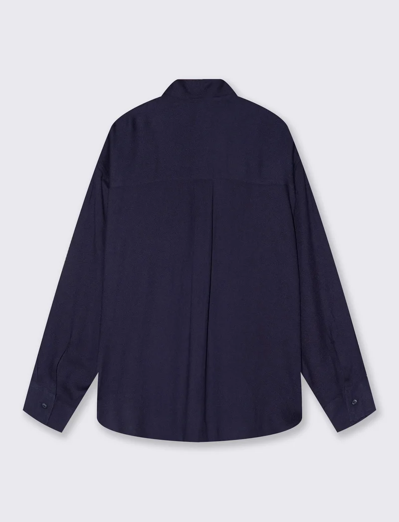 Camicia Lunga con Carre' sul Retro - Blu
