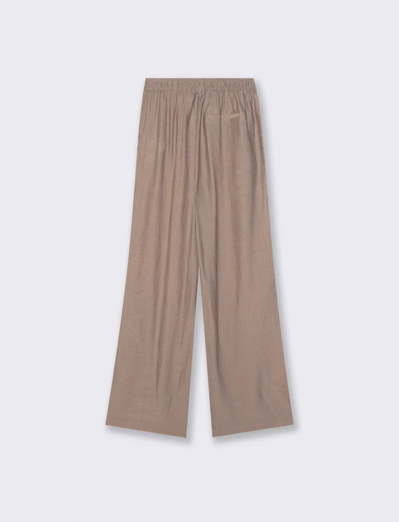 Pantalone Elastico Arricciato in Vita - Beige