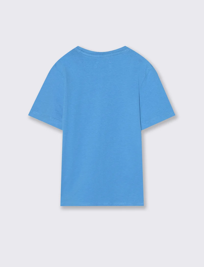 T-shirt estiva in jersey di cotone con stampa - Blu