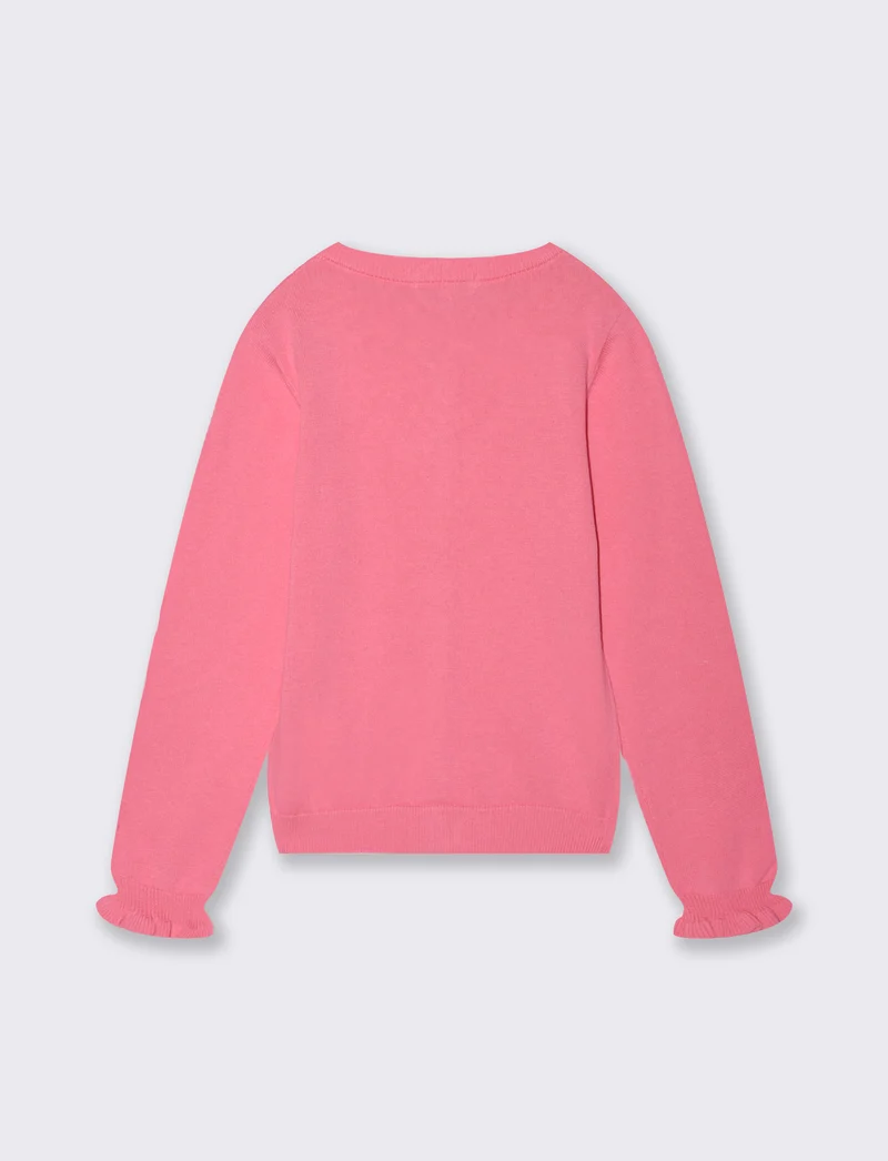 Cardigan girocollo in cotone per bambina - Rosa big bubble