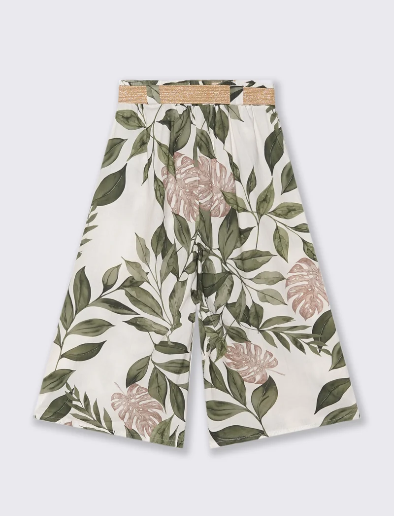 Pantalone in cotone stampato con cintura - var 3