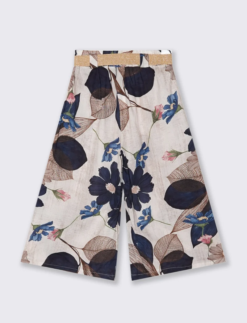 Pantalone in cotone stampato con cintura - var 2