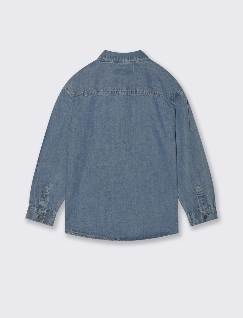 Camicia denim oversize con applicazioni - Denim