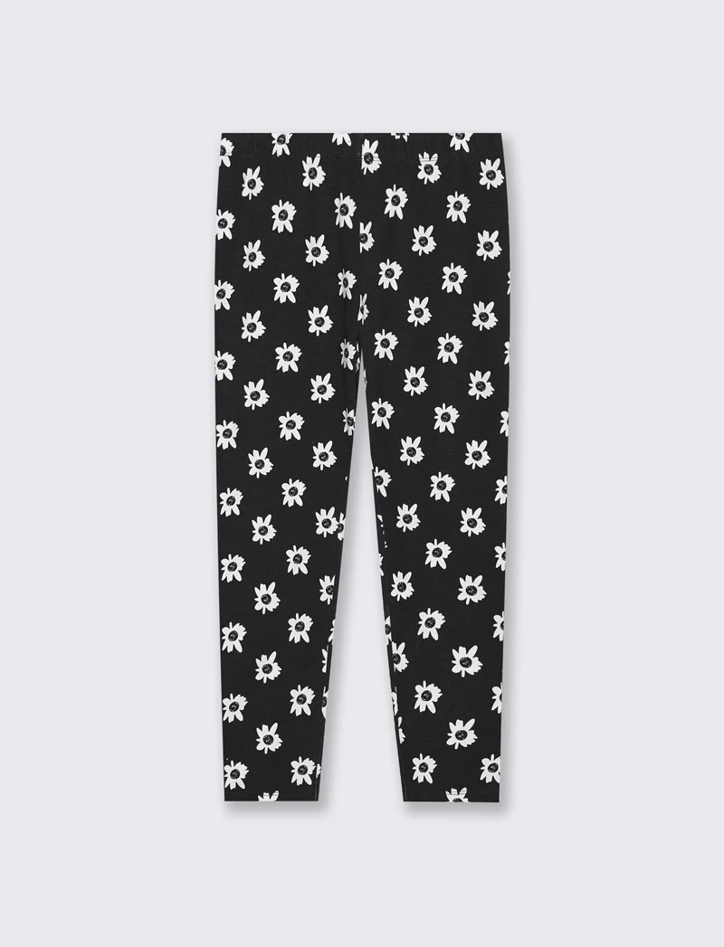 Leggings lunghi stampati per bambina - Nero