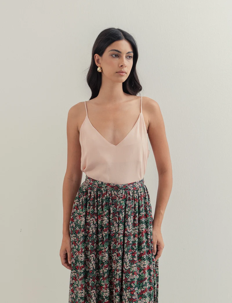 TOP CON SCOLLO A V - Rosa chiaro