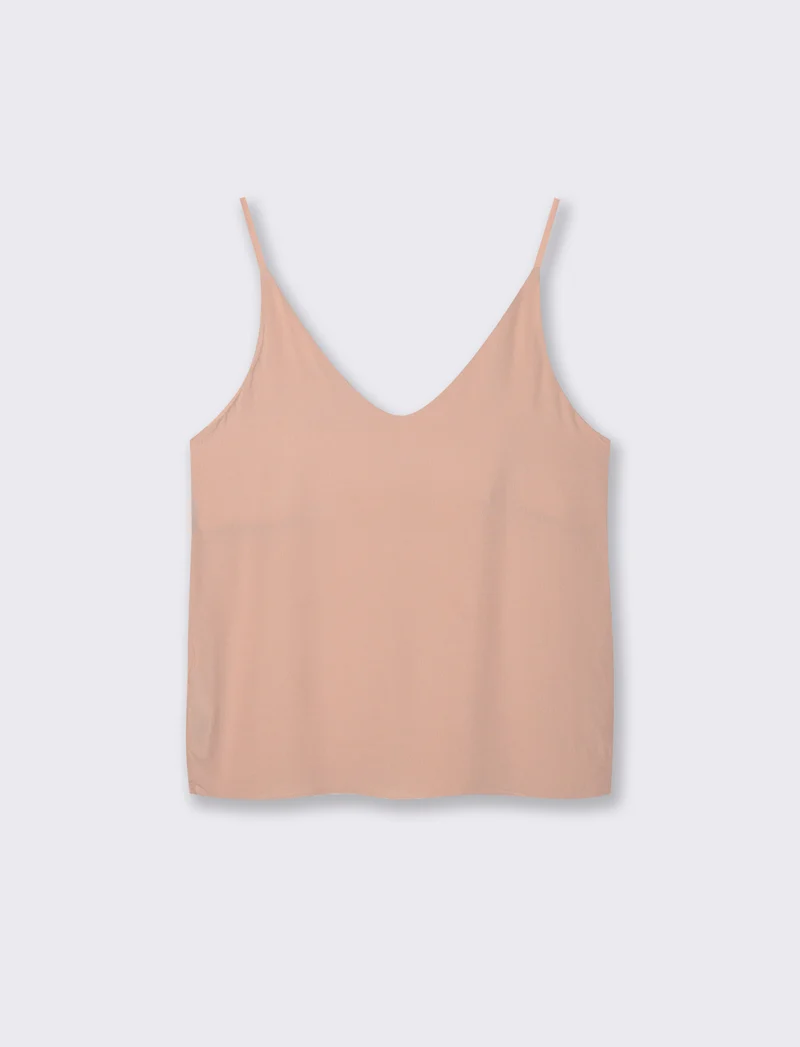TOP CON SCOLLO A V - Rosa chiaro