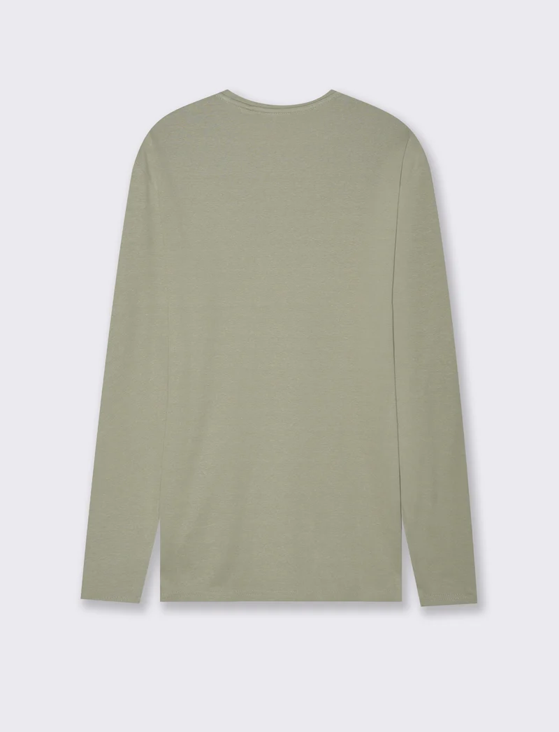 T-SHIRT BASIC A COSTE SLIM FIT - Verde salvia