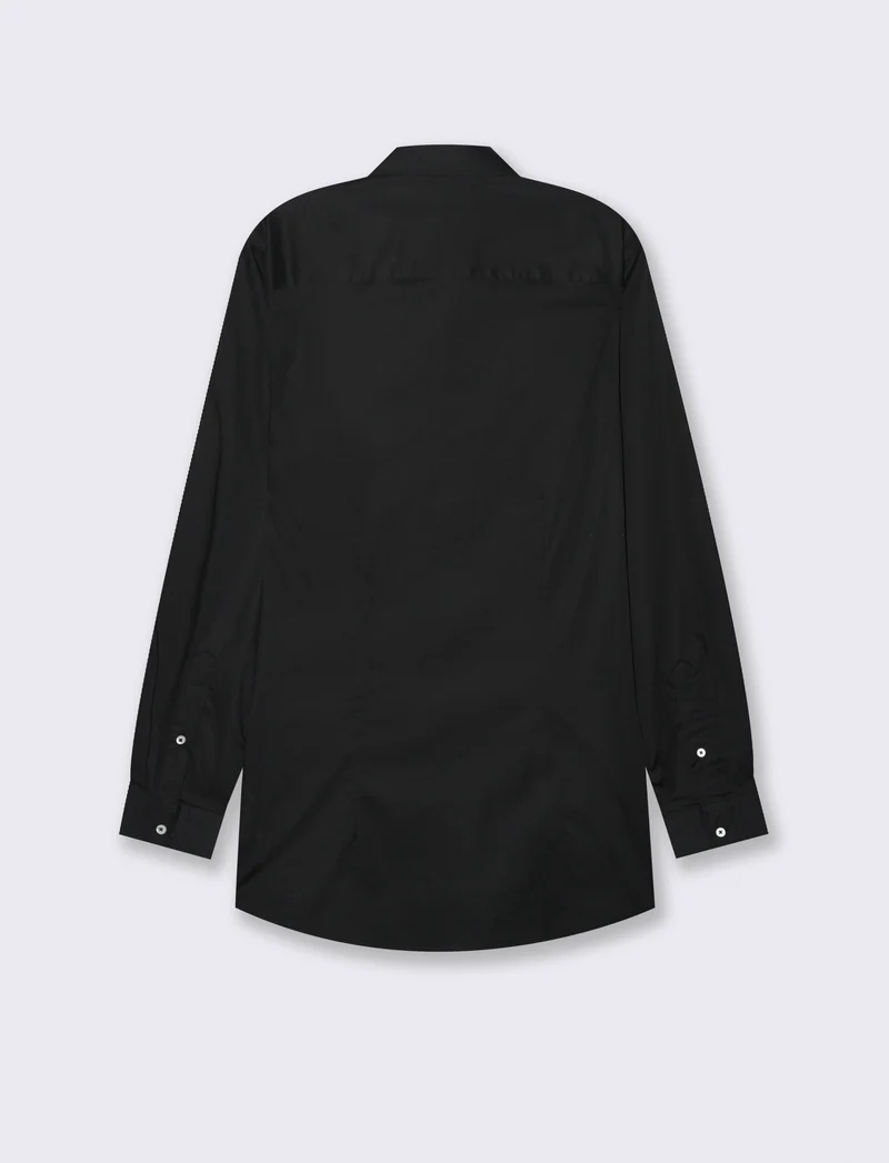 CAMICIA IN POPELINE ELASTICIZZATA SLIM FIT - Nero