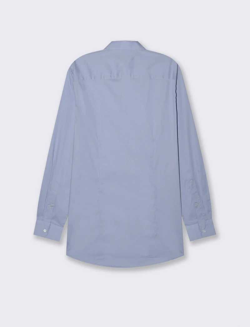 CAMICIA IN POPELINE ELASTICIZZATA SLIM FIT - Celeste