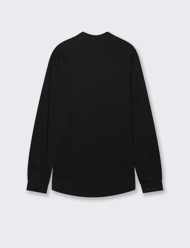 CAMICIA IN JERSEY SLUB COLLO COREANO - Nero