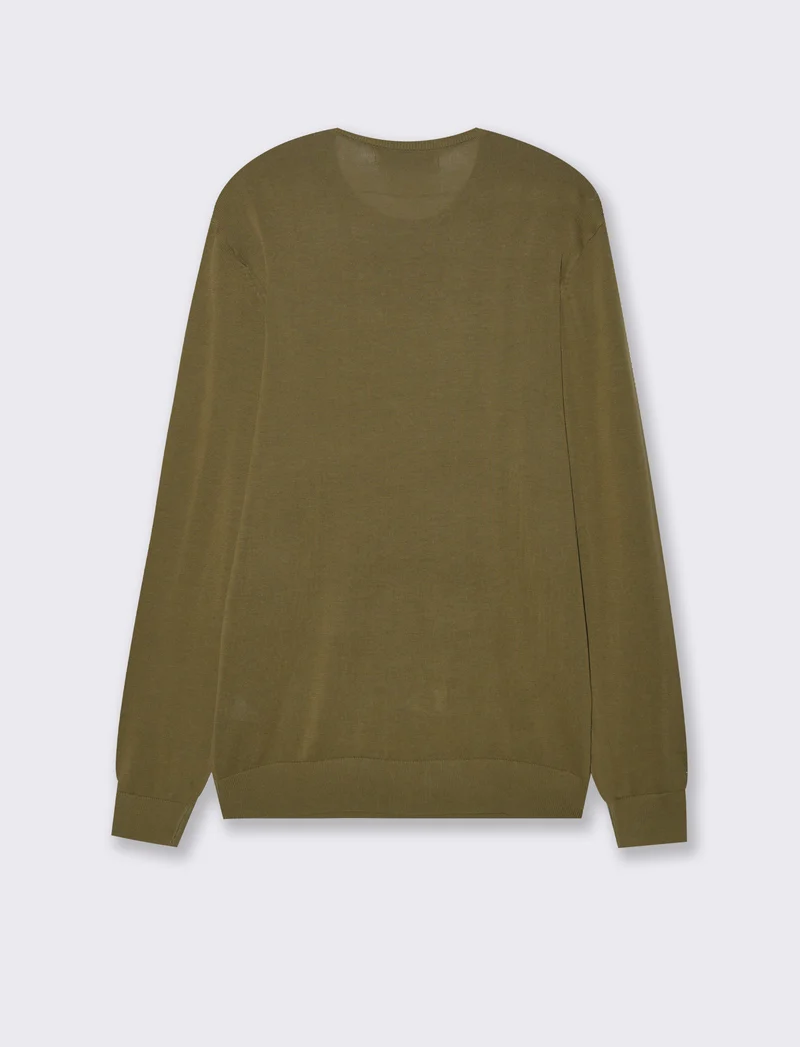 MAGLIA BASIC IN PURO COTONE - Verde oliva