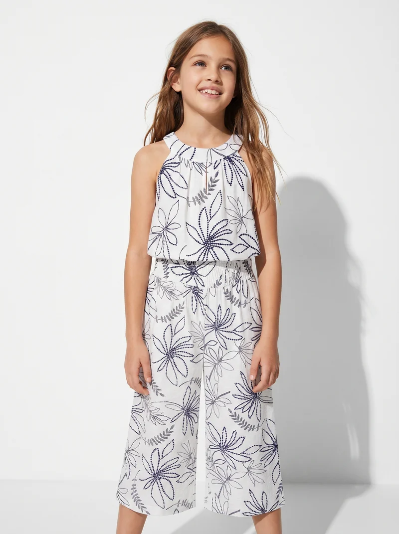 Pantaloni ampi con stampa floreale - Bianco