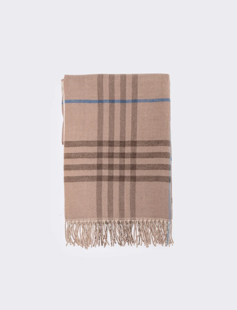 Sciarpa double face con frange - Beige
