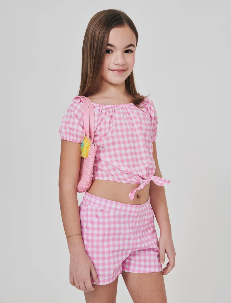 Top in crêpe con nodo decorativo - Rosa