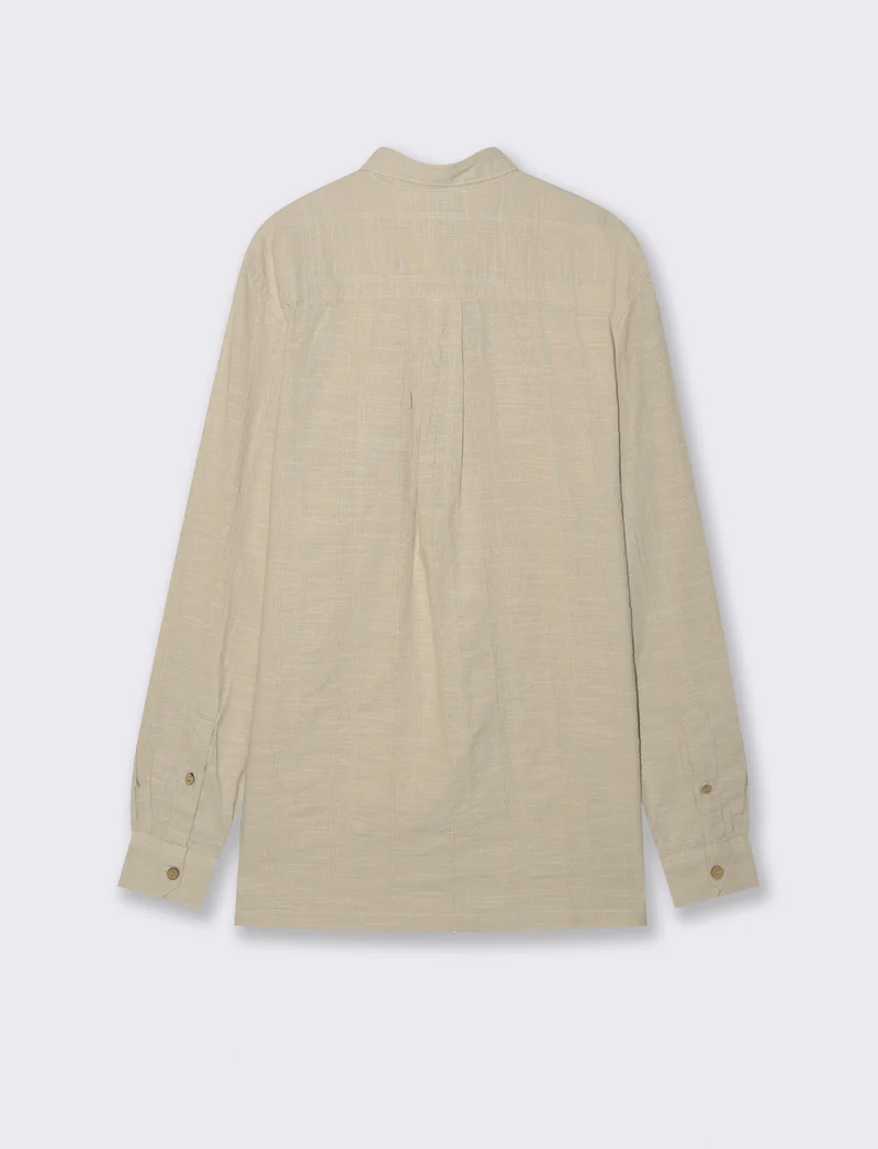 Camicia regular fit in tessuto jacquard - Beige