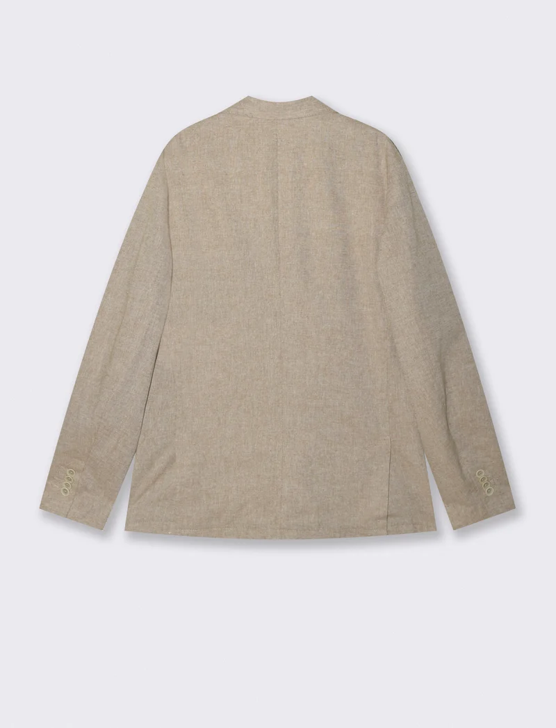 Blazer formal fit in tessuto misto lino - Grigio tortora