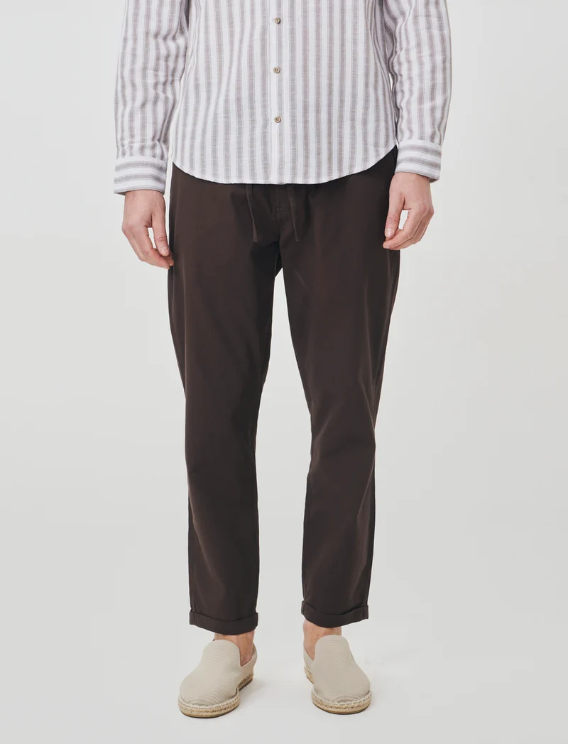 Pantaloni Chino Jogger Struttura Ottoman - Moro