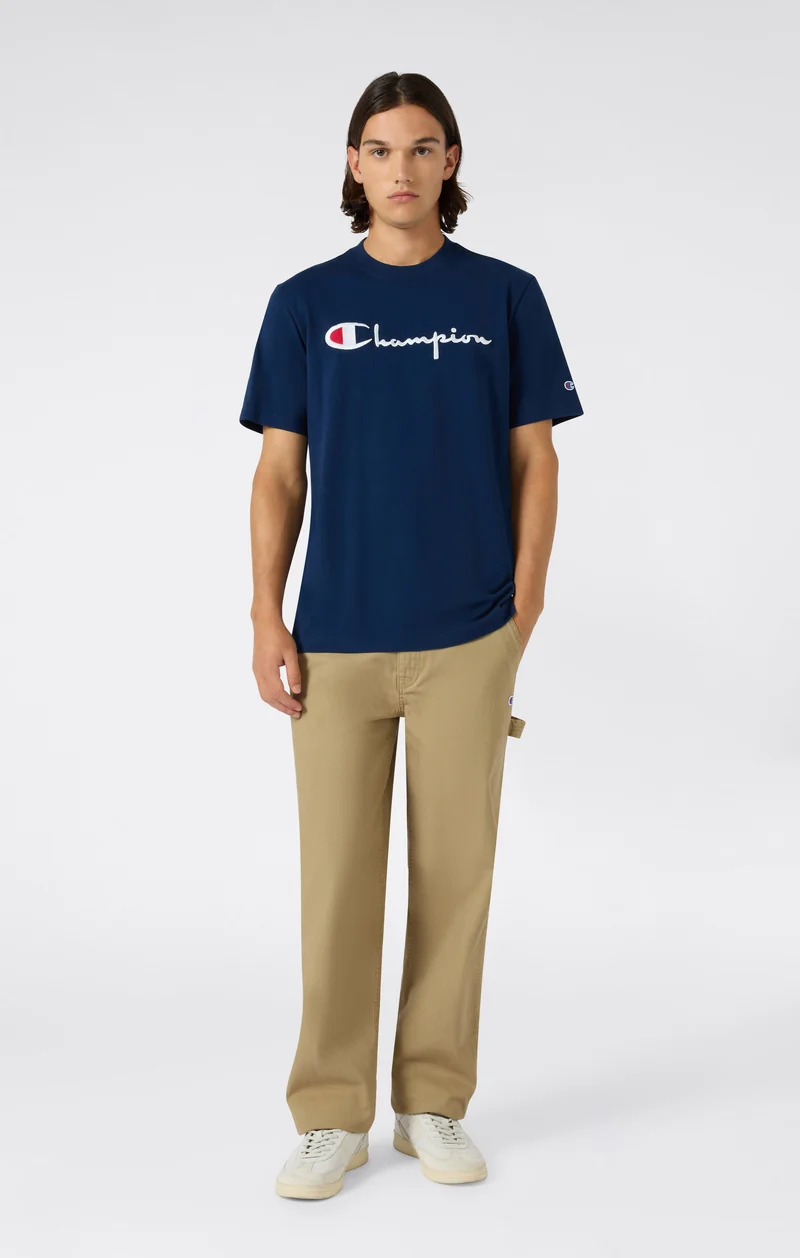 Men’s Heavy Cotton Basic T-Shirt with Embroidered Logo