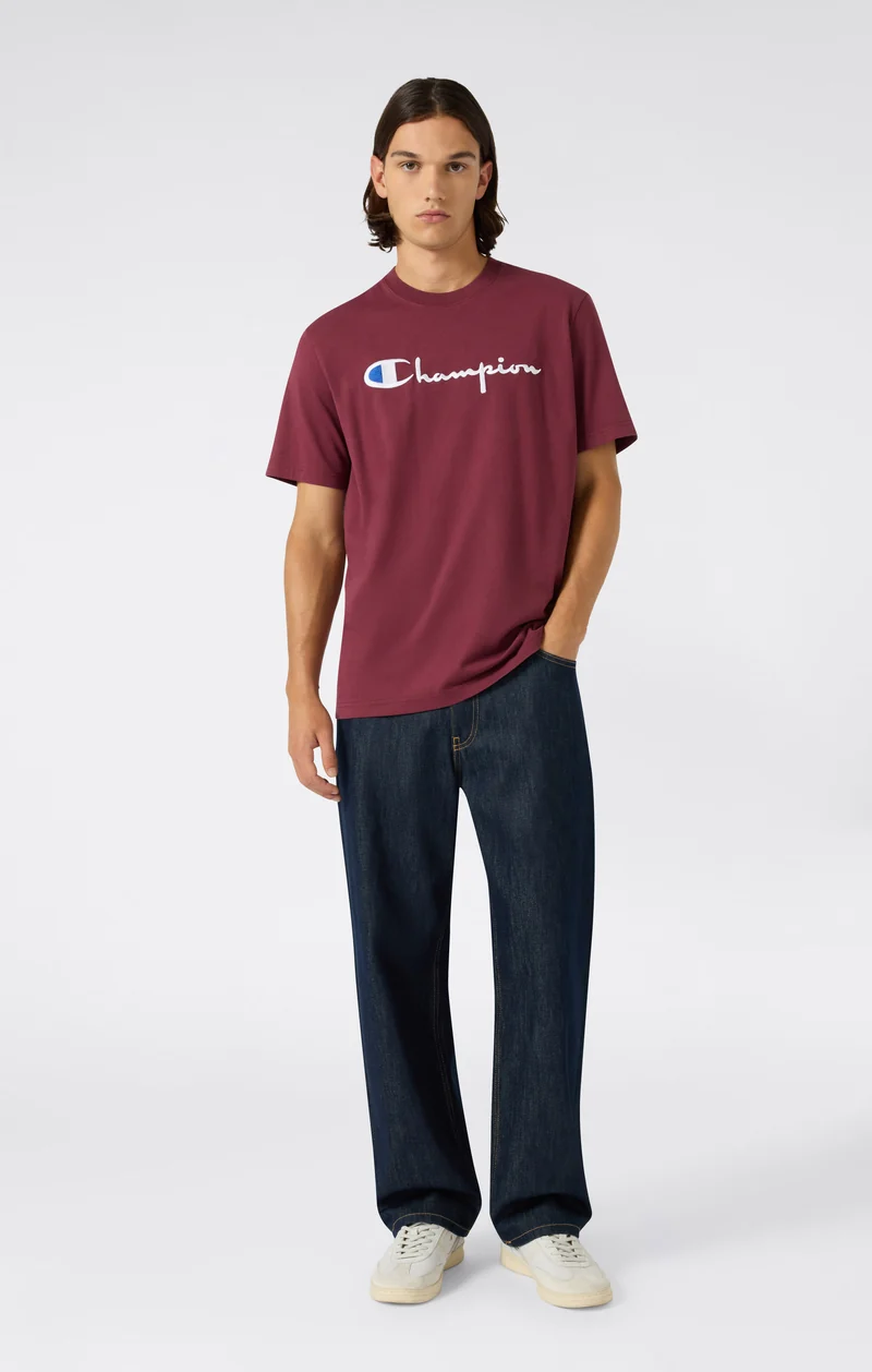 Men’s Heavy Cotton Basic T-Shirt with Embroidered Logo