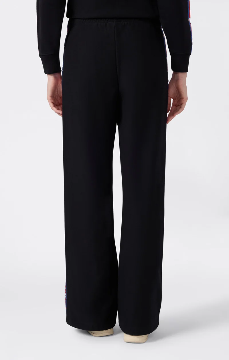 Women’s Reverse Weave Wide Leg Trousers with Logo Tape and Brushed Interior