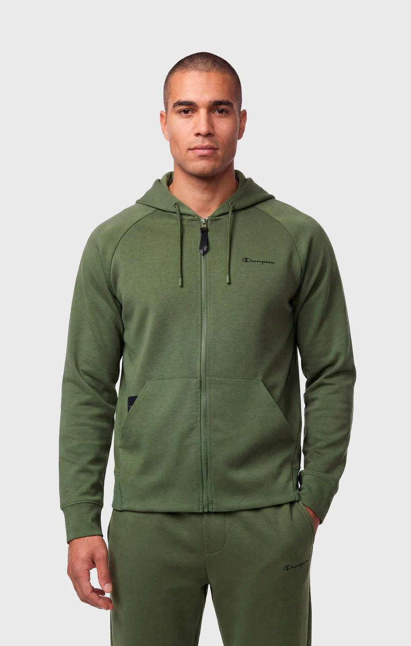 Men’s Full-Zip Hooded Sweatshirt in Stretch Interlock C-Tech