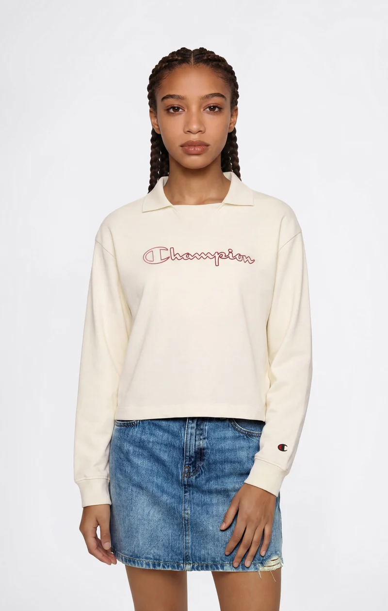 Girls’ Long Sleeve Polo Shirt with Champion Logo