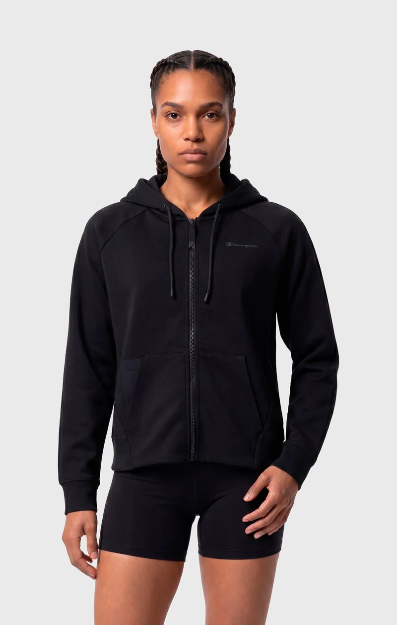 Women’s Full-Zip Hooded Sweatshirt in Stretch Interlock C-Tech