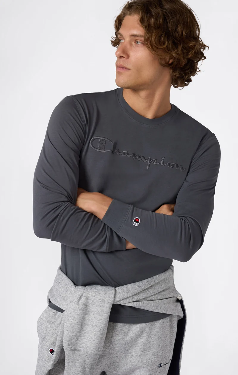 Men’s Crewneck Long Sleeve With Big Embroidery Logo T-Shirt Icons