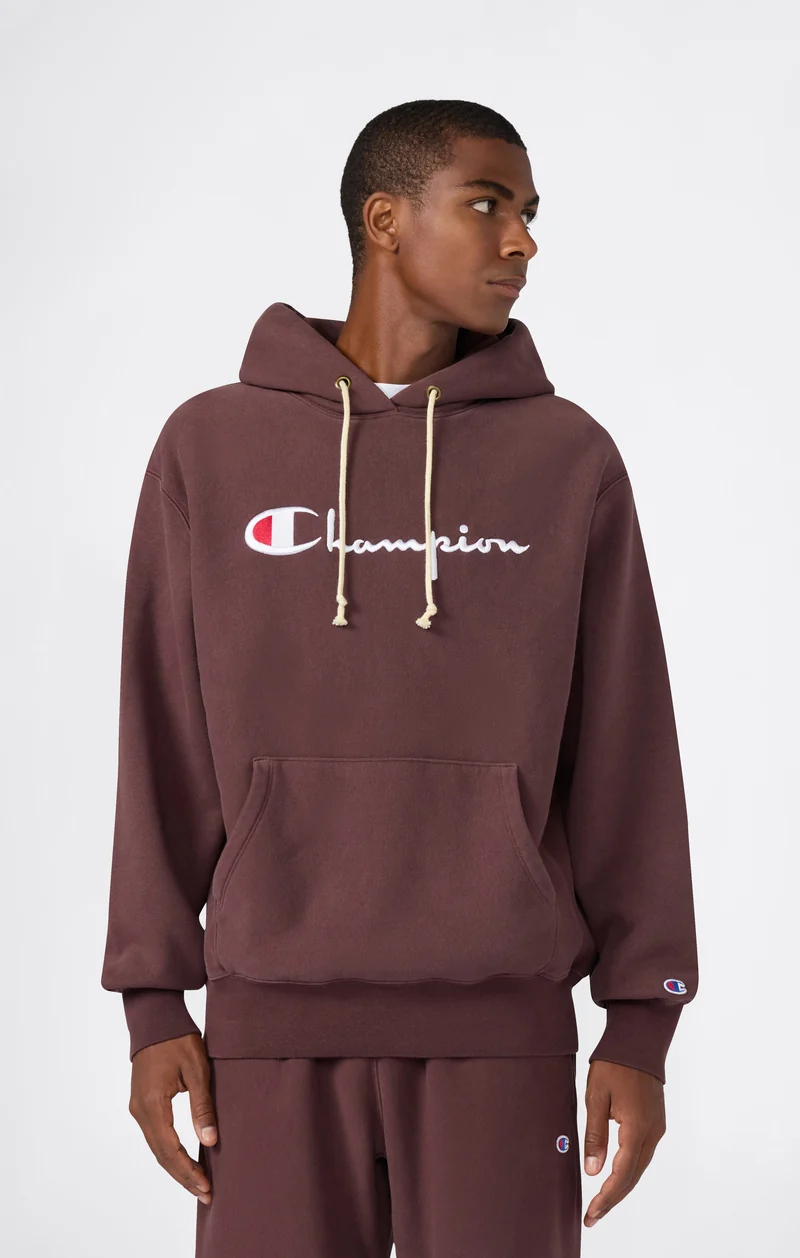 Men’s Heavyweight Hoodie with Brushed Fleece Interior Reverse Weave