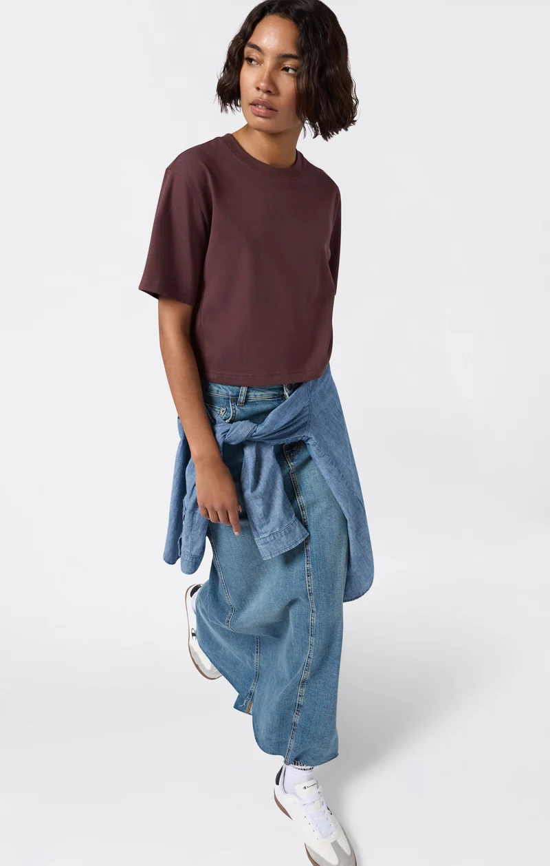 Cropped Women's T-Shirt in Heavy Cotton Jersey