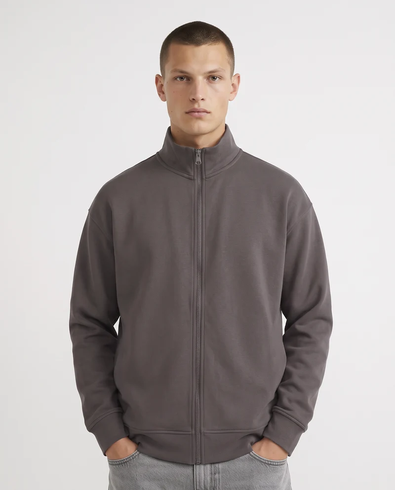 Felpa Cardigan Soft Touch Relaxed Fit - Grigio