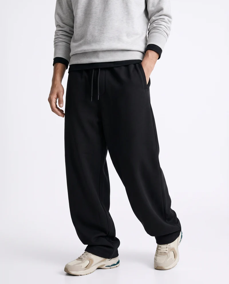 Pantaloni Jogger Extra Baggy in Felpa - Nero